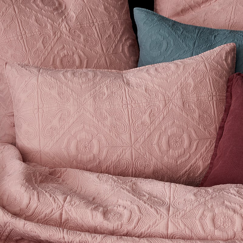 Malta Quilted Quilt Cover Blush