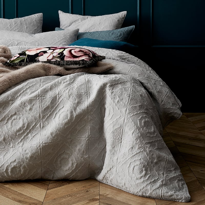 Malta Quilted Quilt Cover Silver