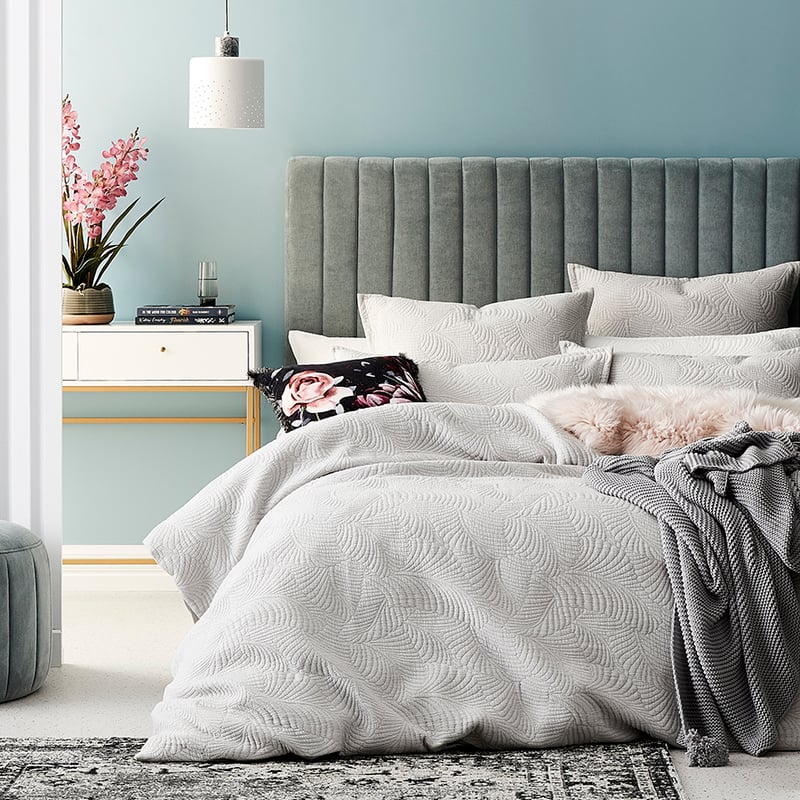 Silver Fern Quilt Cover Silver