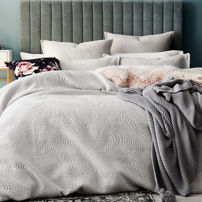 Silver Fern Quilt Cover Silver