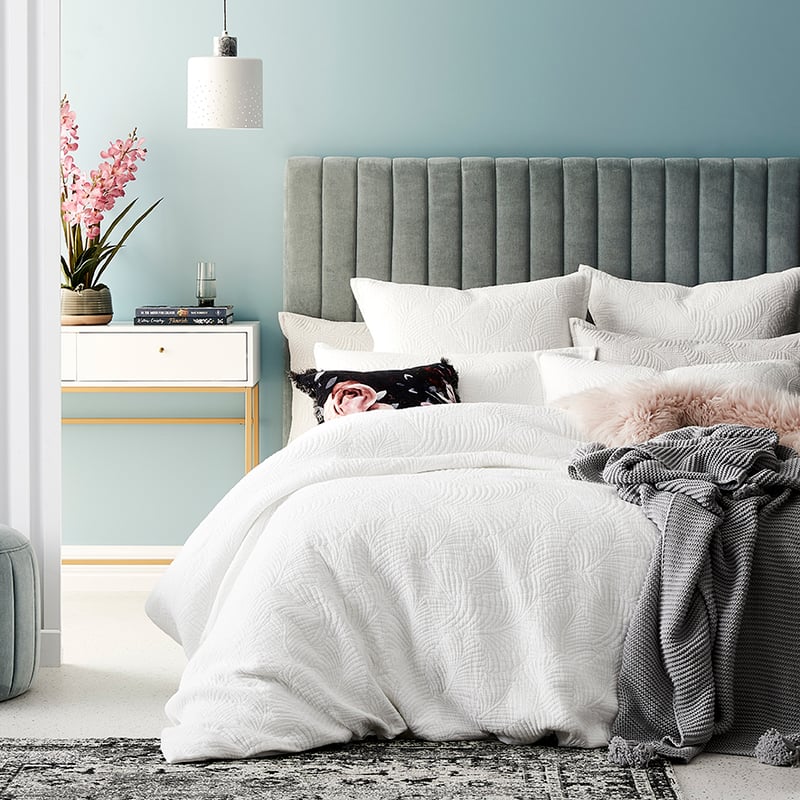 Silver Fern Quilt Cover White