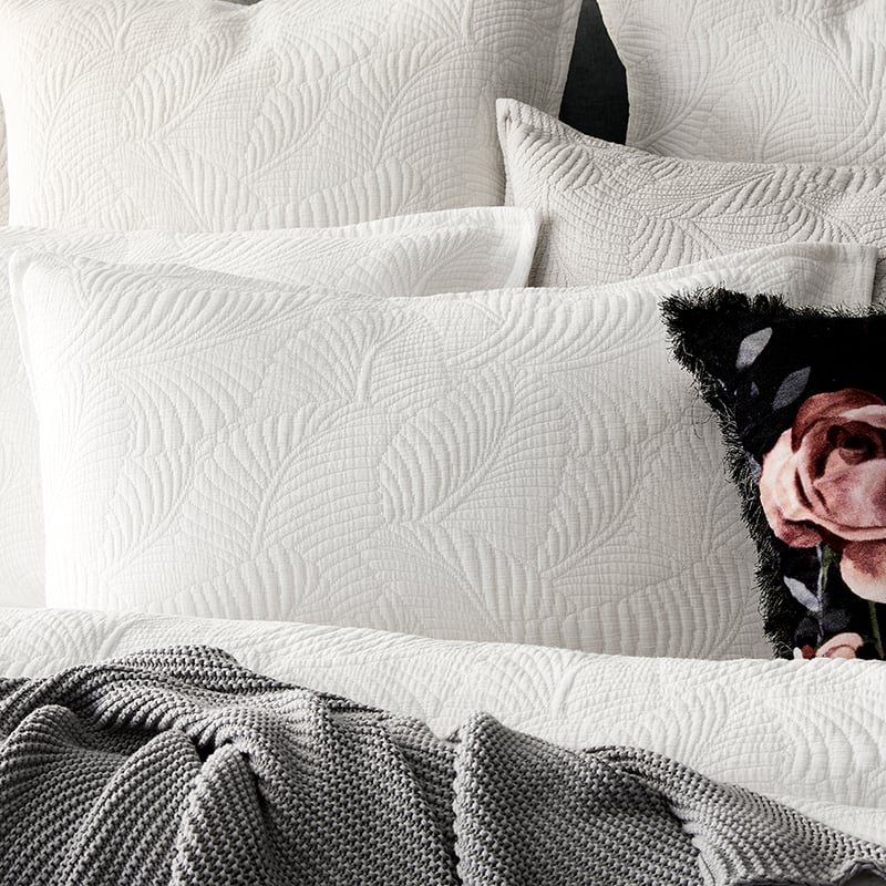 Silver Fern Quilt Cover White