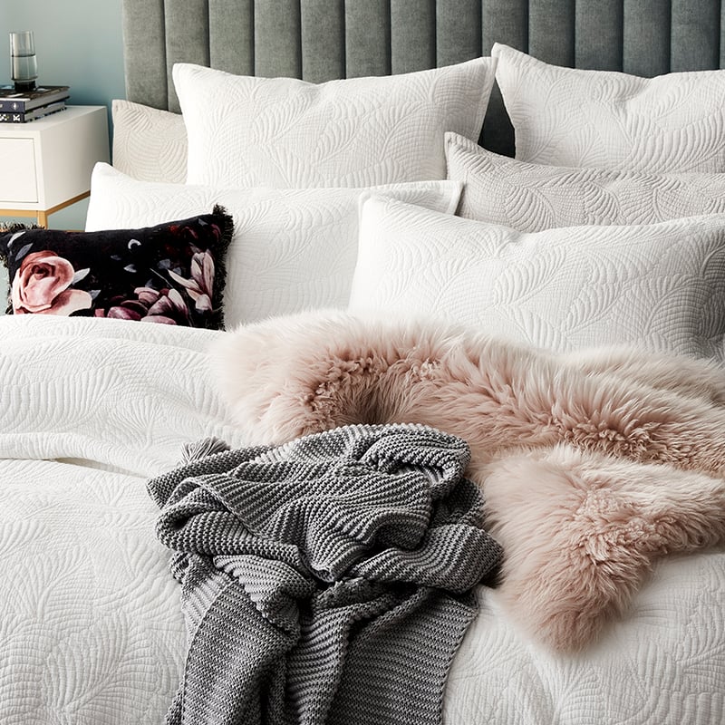 Silver Fern Quilt Cover White