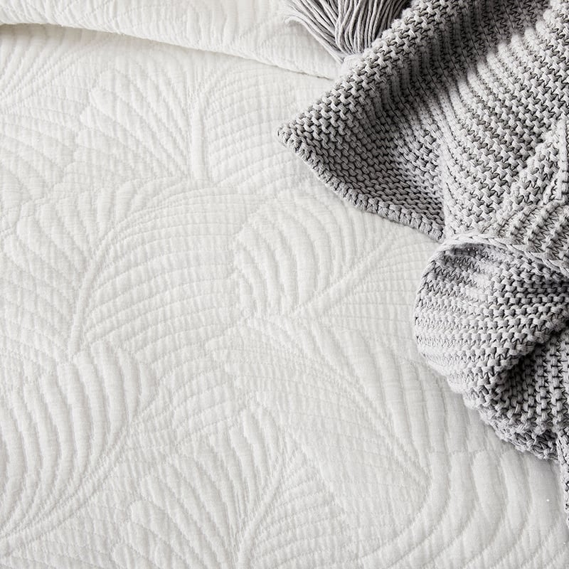 Silver Fern Quilt Cover White