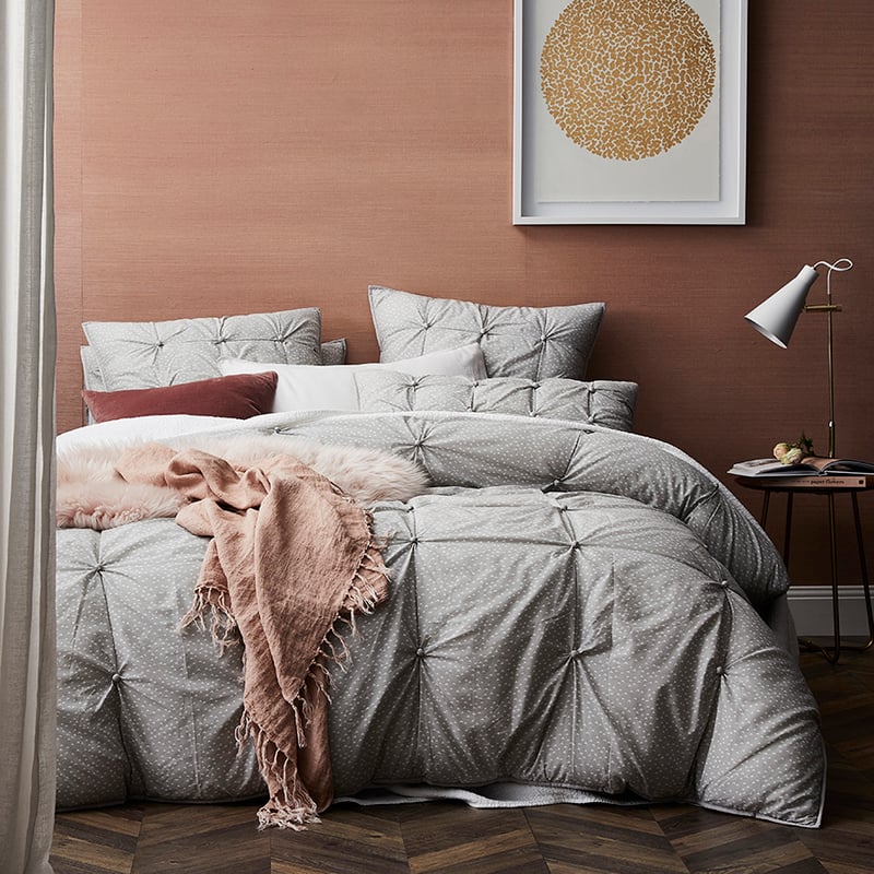 Dahli Quilted Quilt Cover Grey