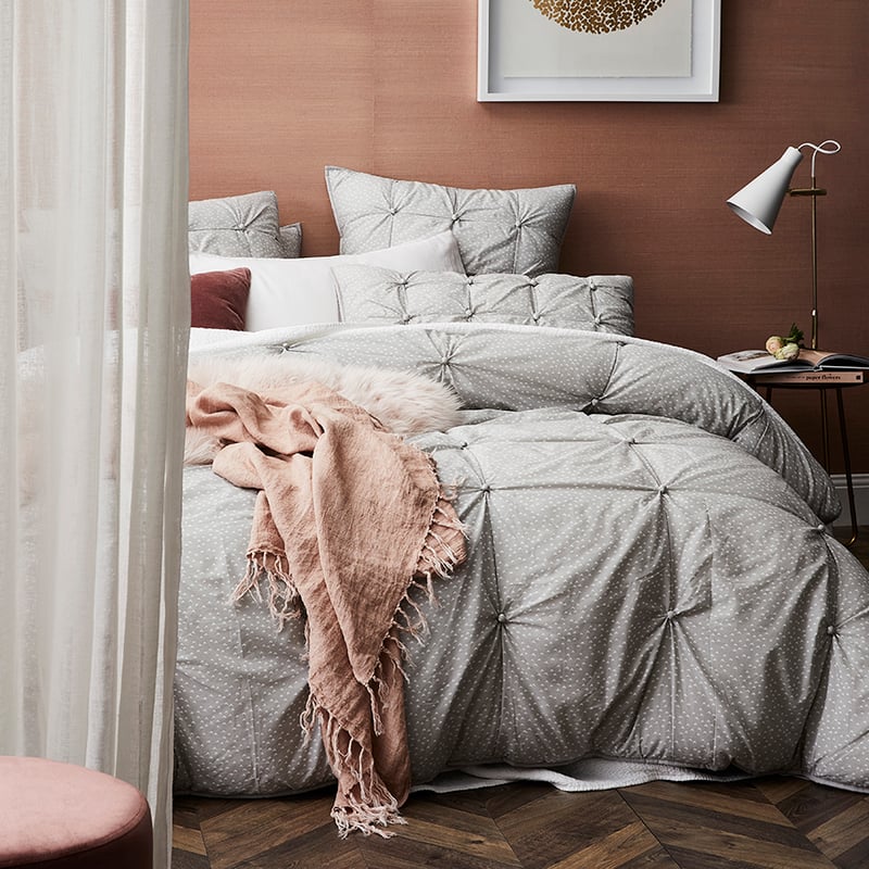 Dahli Quilted Quilt Cover Grey