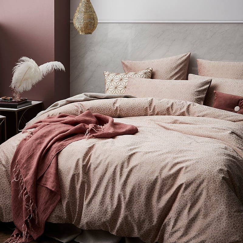 Gatsby Velvet Quilt Cover Set Dusty Pink
