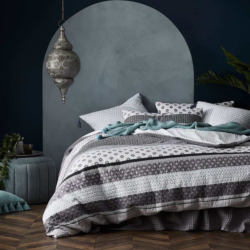 Havana Quilted Quilt Cover in Grey
