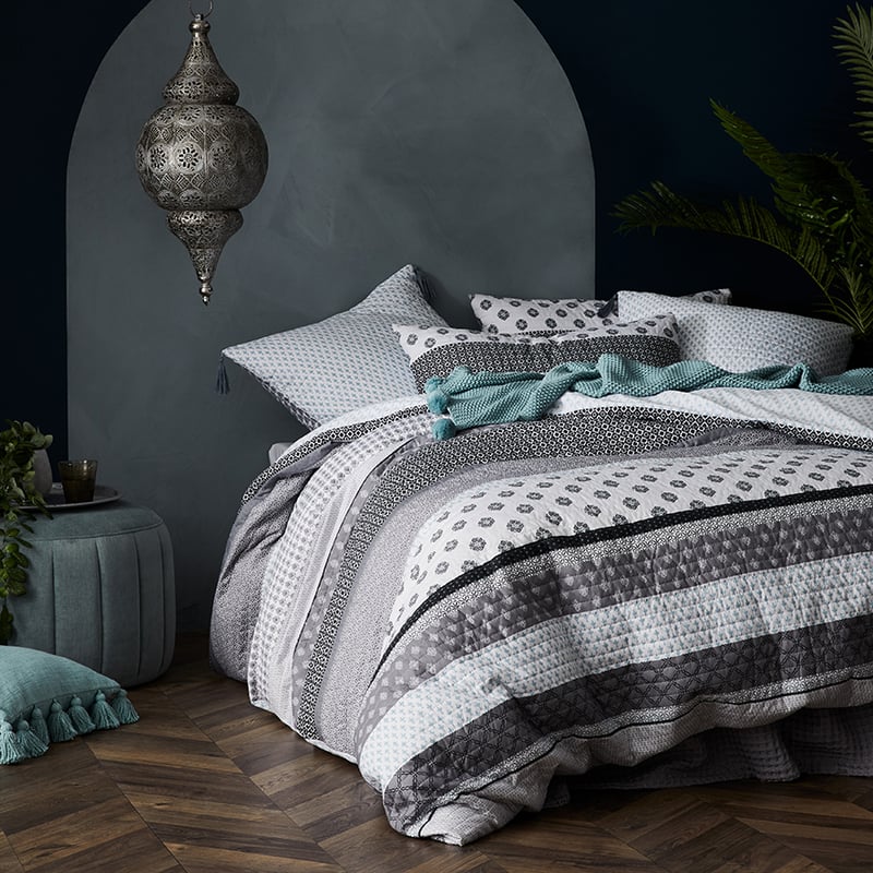 Havana Quilted Quilt Cover in Grey