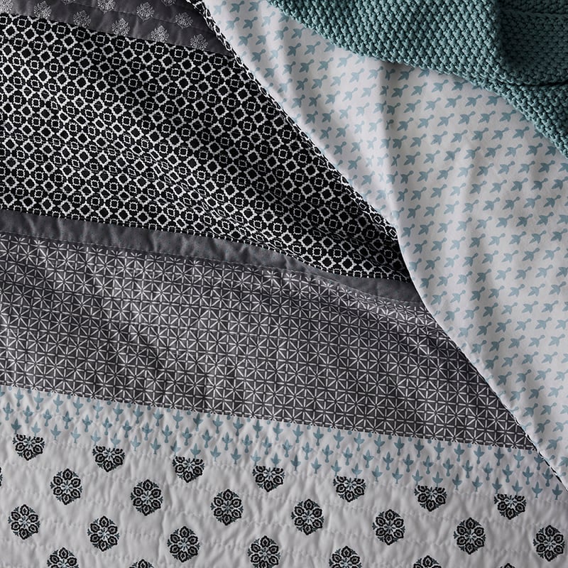 Havana Quilted Quilt Cover in Grey