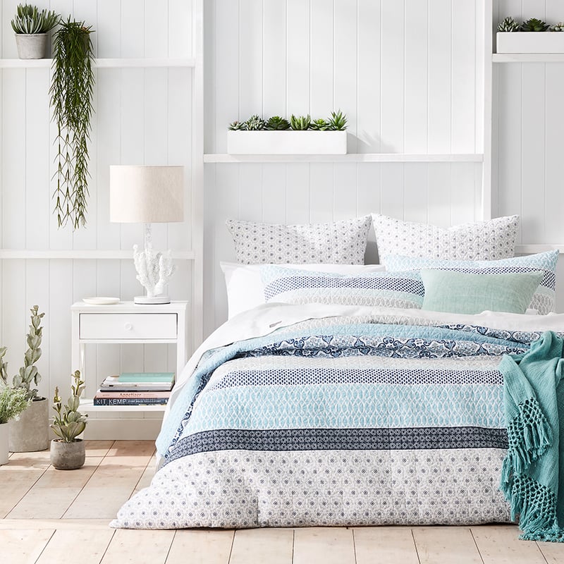 Lucia Quilted Quilt Cover in Azure