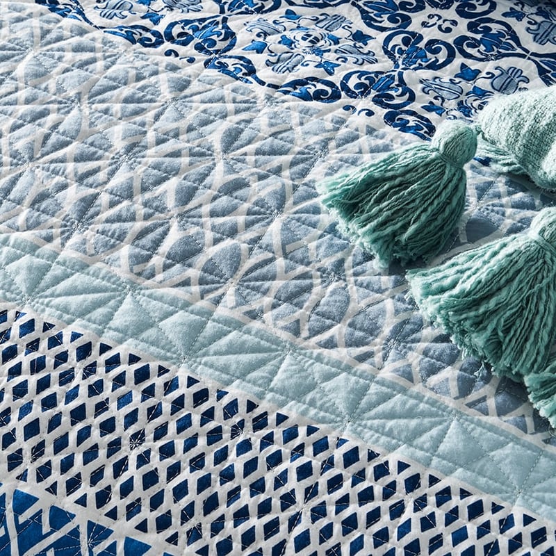 Lucia Navy Quilted Quilt Cover
