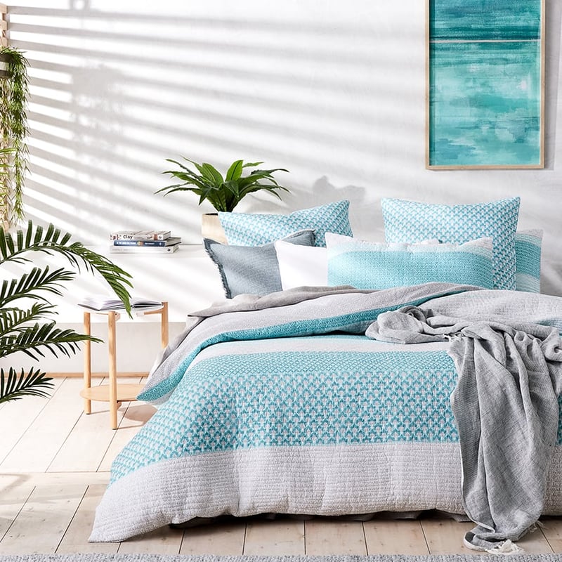 Malibu Quilted Blue Quilt Cover