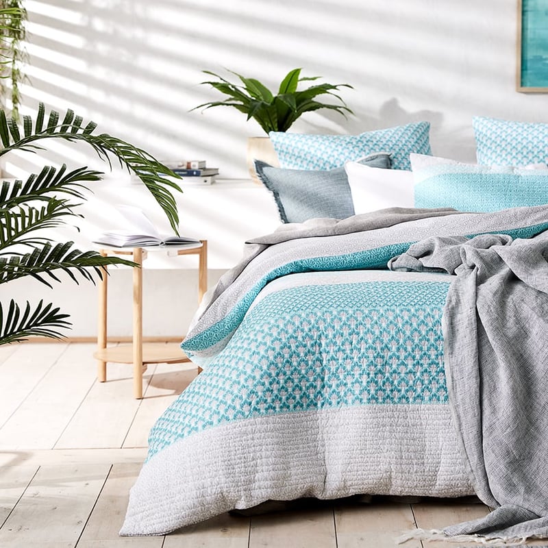 Malibu Quilted Blue Quilt Cover