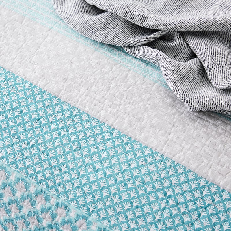 Malibu Quilted Blue Quilt Cover
