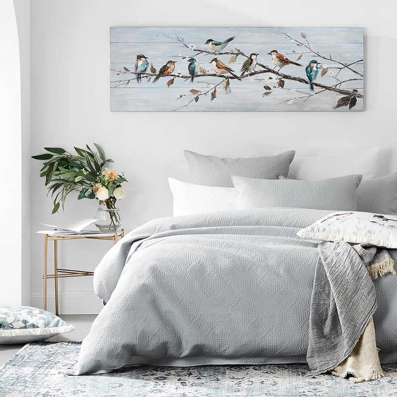 Quinn Quilted Quilt Cover Silver Blue