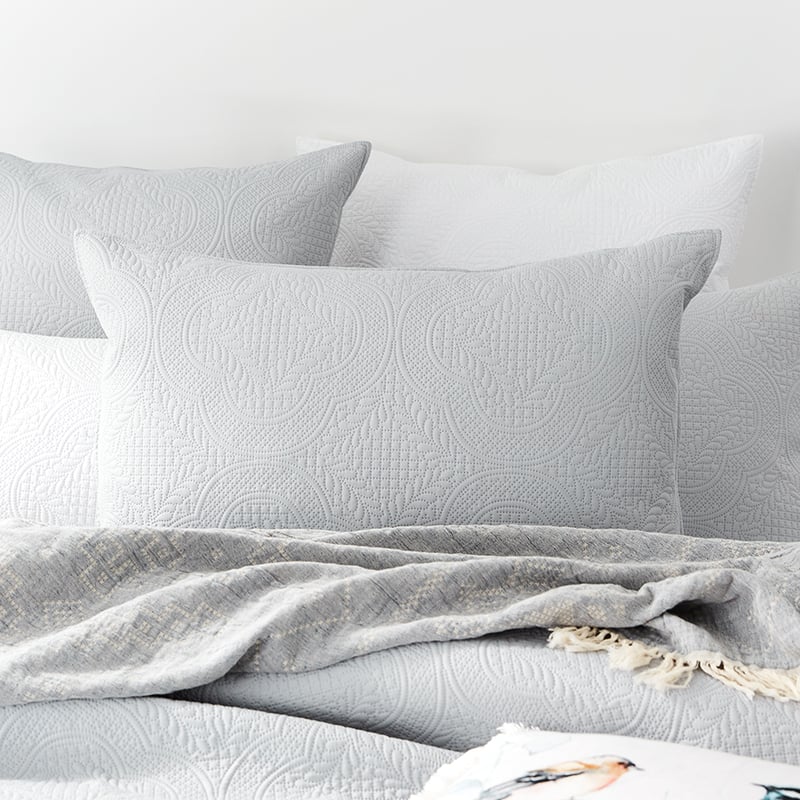 Quinn Quilted Quilt Cover Silver Blue