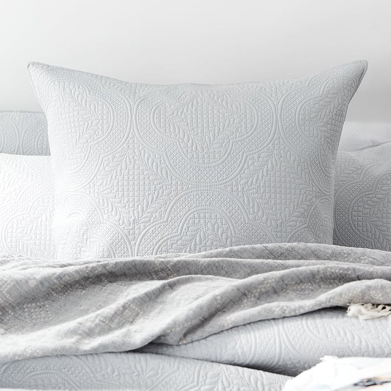 Quinn Quilted Quilt Cover Silver Blue