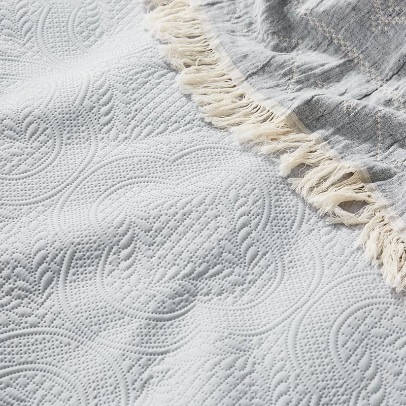 Quinn Quilted Quilt Cover Silver Blue