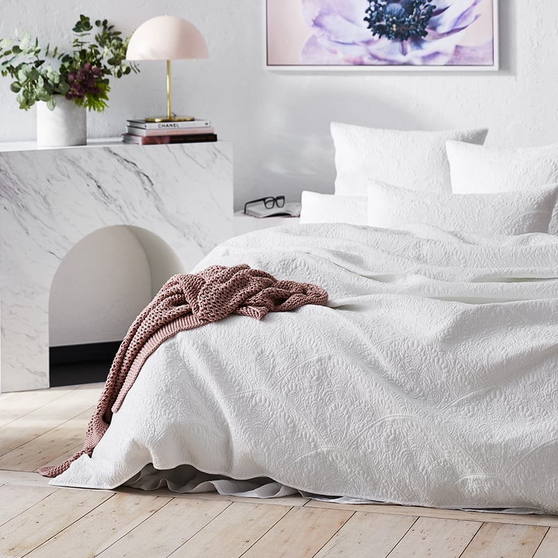 Avery Quilted Quilt Cover White