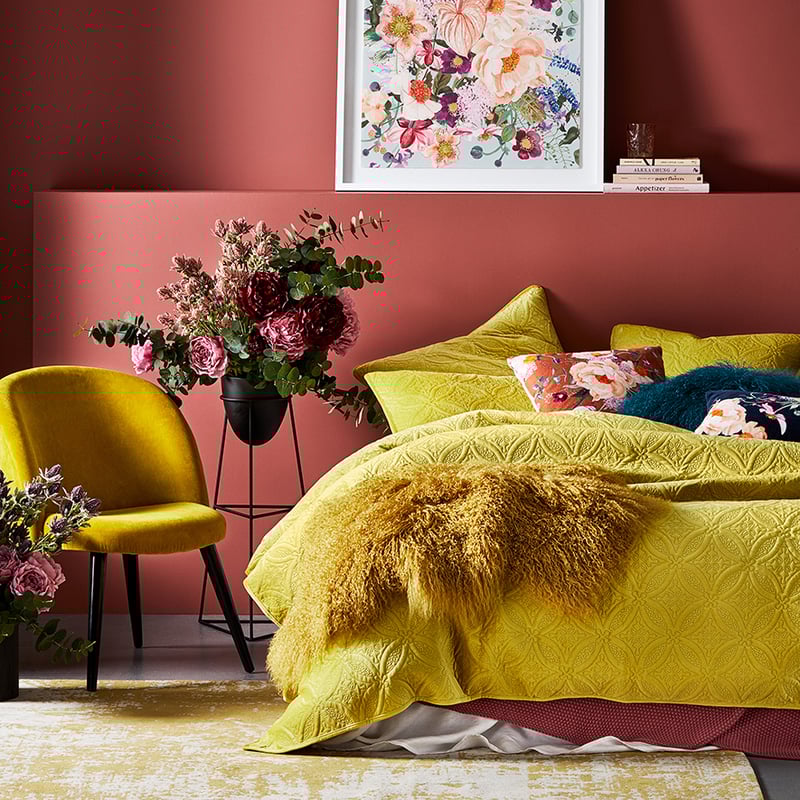 Winnie Quilted Velvet Mustard Quilt Cover
