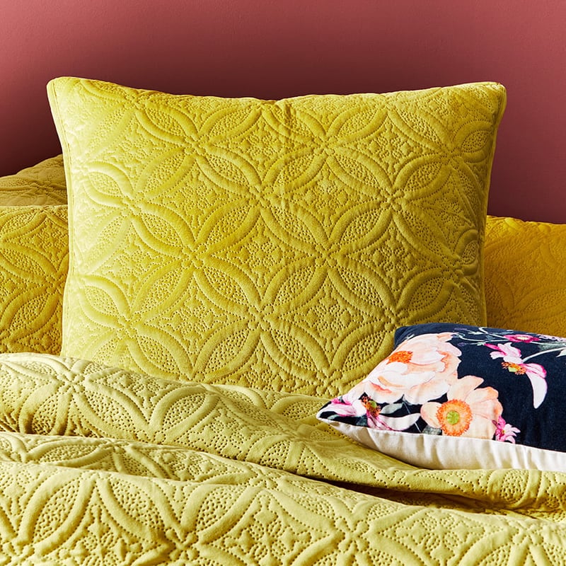Winnie Quilted Velvet Mustard Quilt Cover