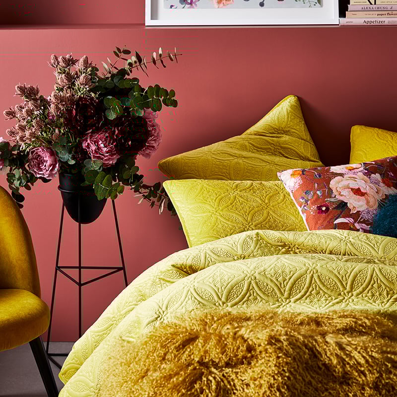 Winnie Quilted Velvet Mustard Quilt Cover