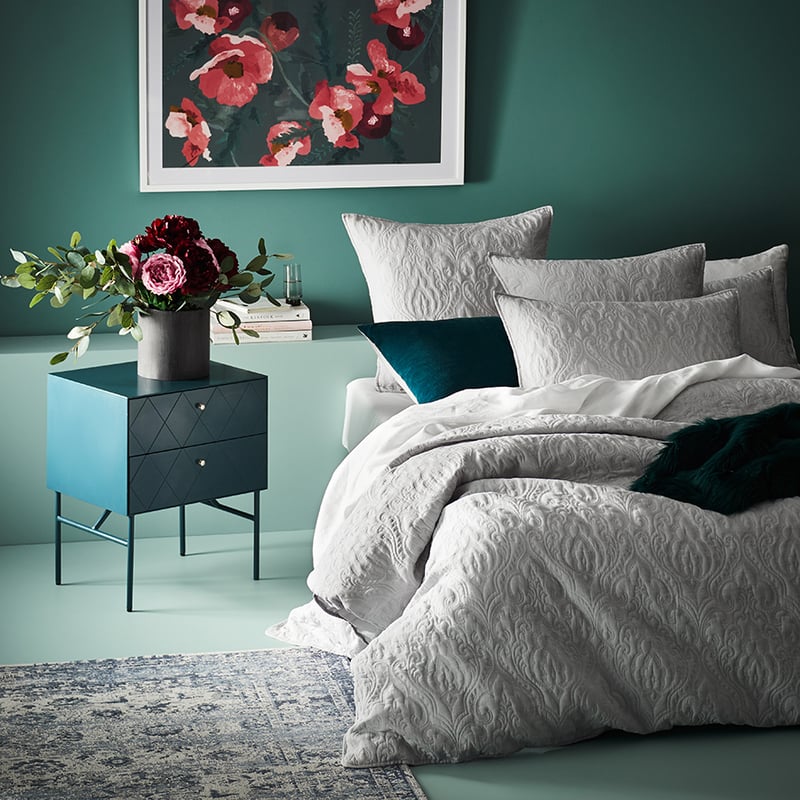 Ella Silver Quilted Quilt Cover