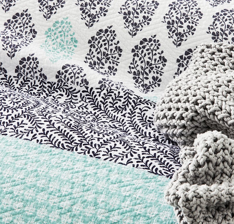 Azure Quilted Blue Quilt Cover