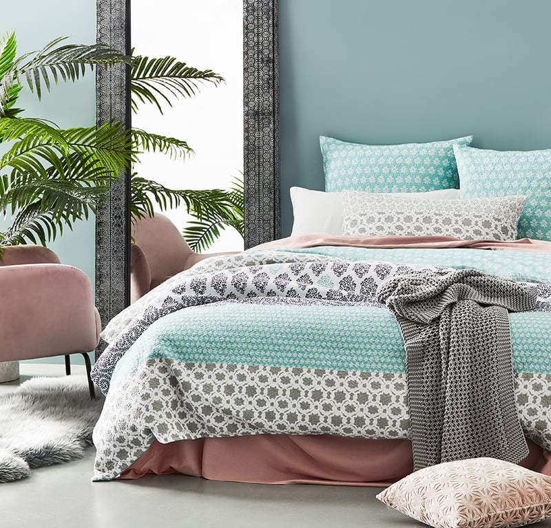 Azure Quilted Blue Quilt Cover
