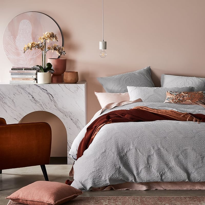 Amira Matelasse Silver Quilt Cover