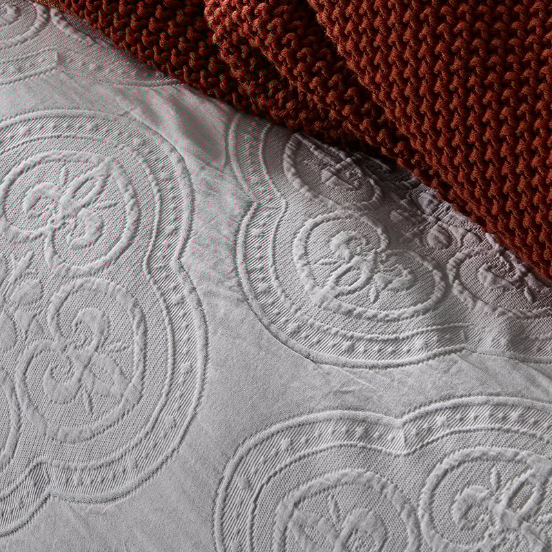 Amira Matelasse Silver Quilt Cover