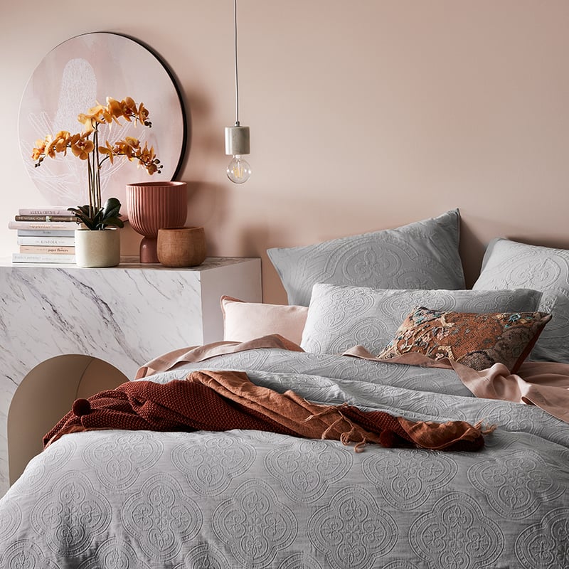 Amira Matelasse Silver Quilt Cover