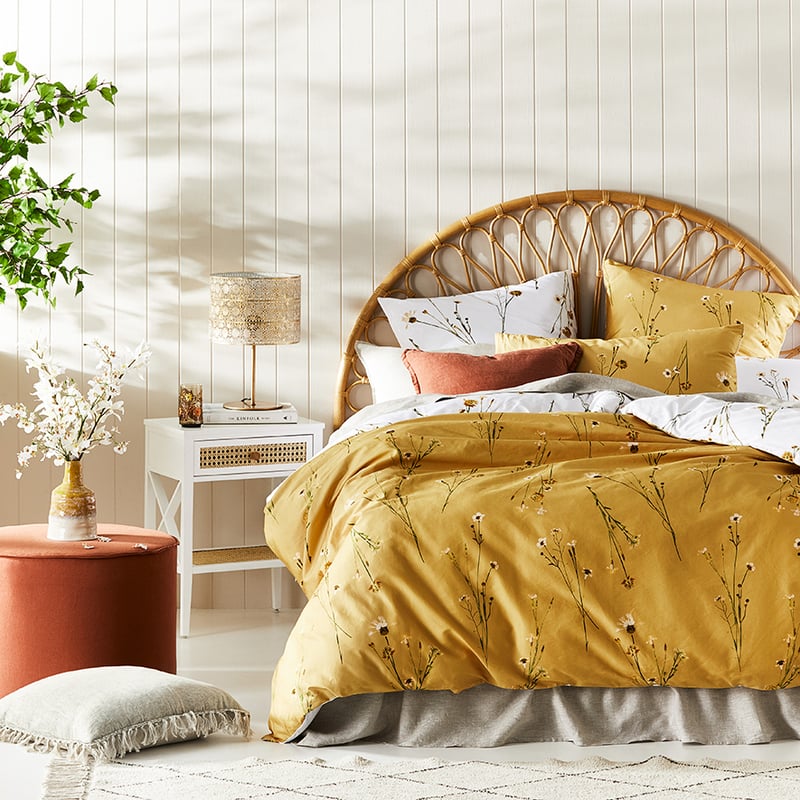 Whisper Printed Mustard Quilt Cover Set
