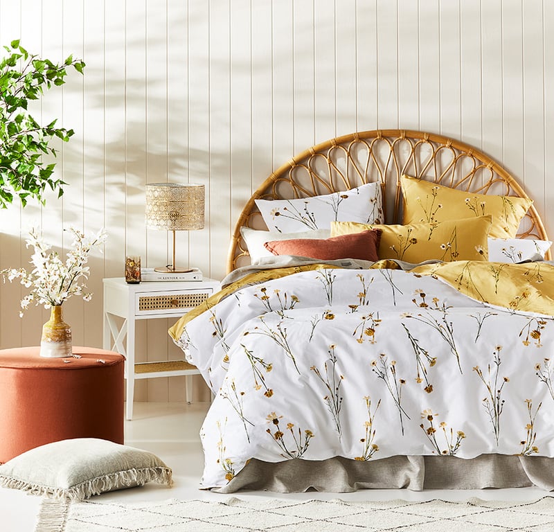 Whisper Printed Mustard Quilt Cover Set