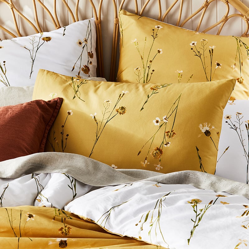 Whisper Printed Mustard Quilt Cover Set