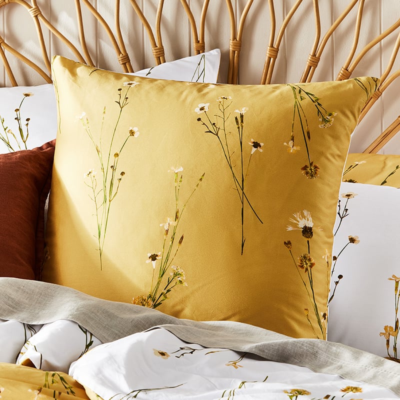 Whisper Printed Mustard Quilt Cover Set