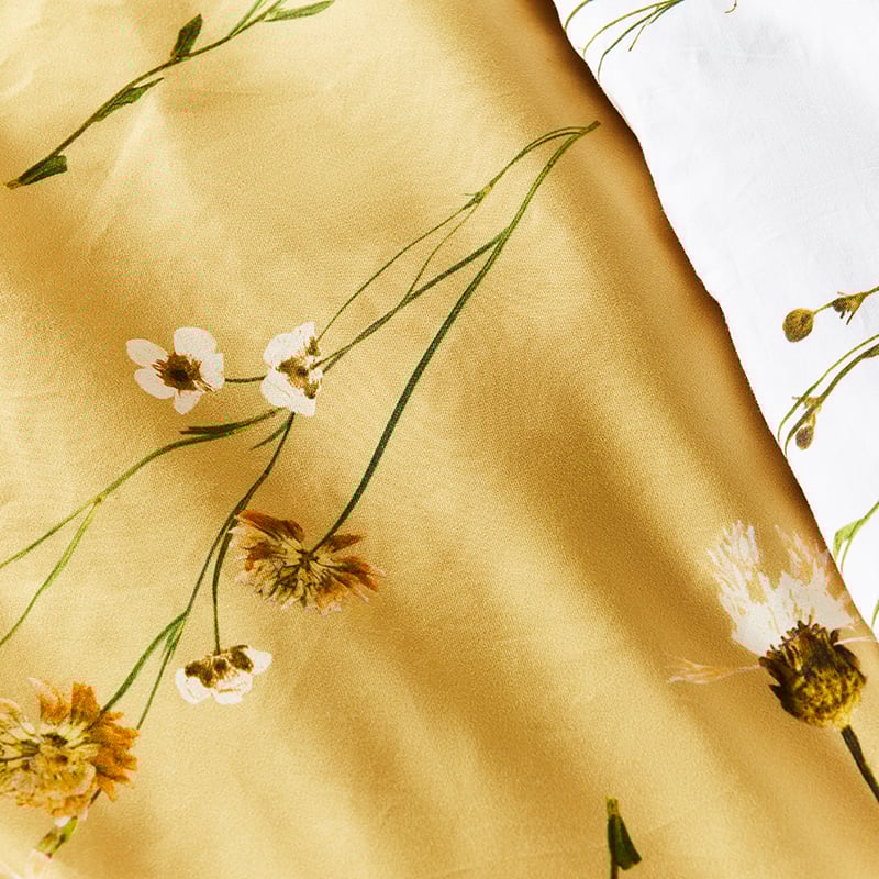 Whisper Printed Mustard Quilt Cover Set