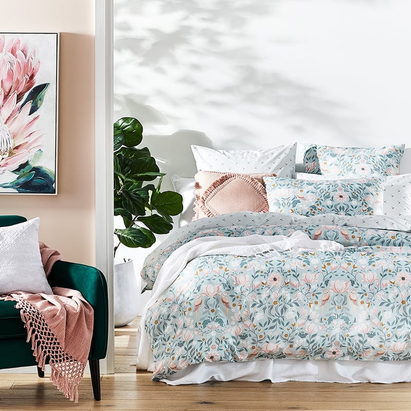 Magnolia Garden Blue Mist Quilt Cover Set
