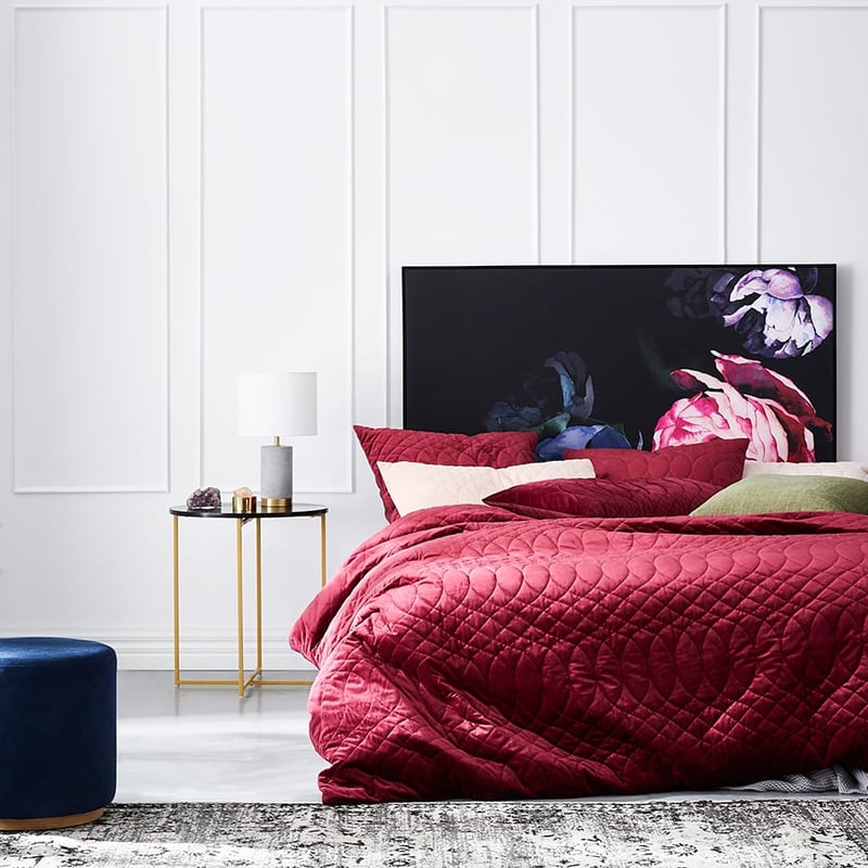Ophelia Quilted Quilt Cover Ruby
