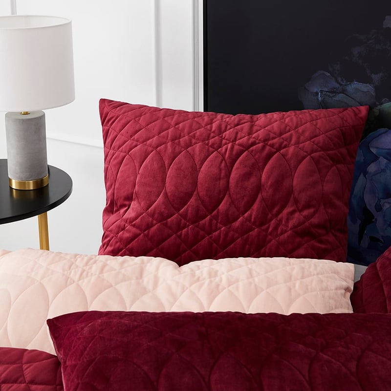 Ophelia Quilted Quilt Cover Ruby