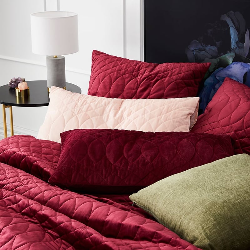 Ophelia Quilted Quilt Cover Ruby