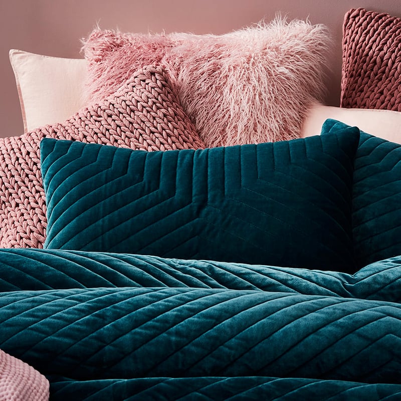Rebecca Judd Loves Jardin Quilted Velvet Quilt Cover Teal