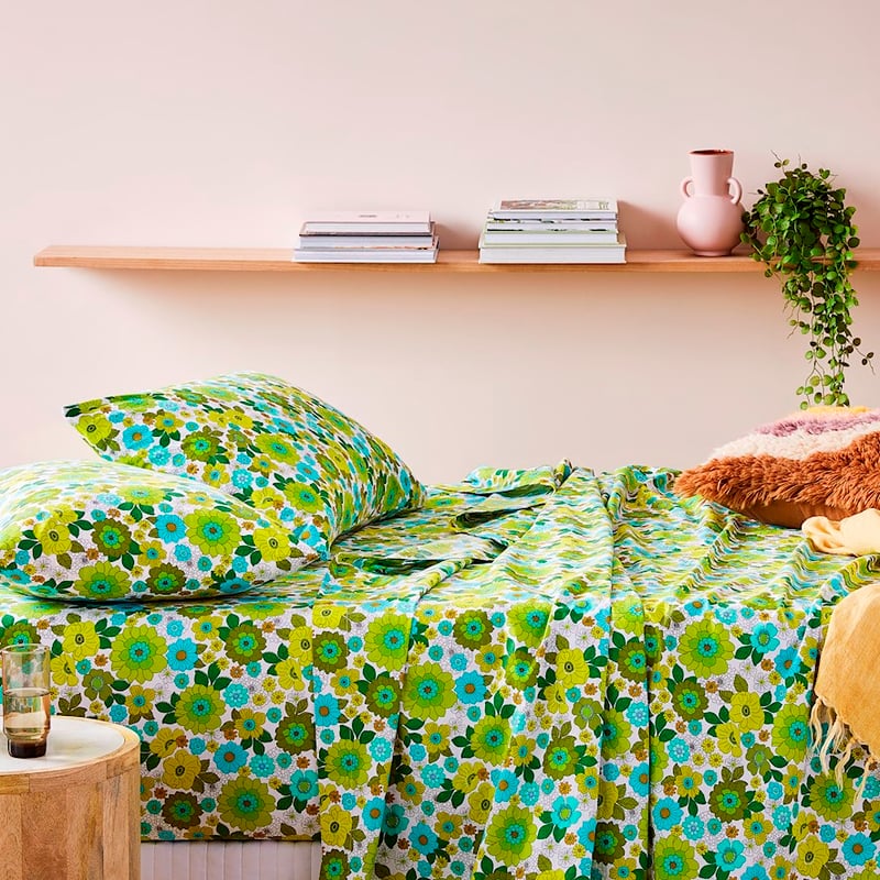 April Floral Green Printed Sheet Set