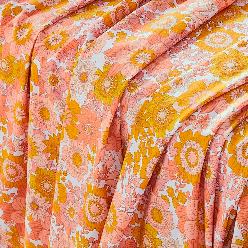 Printed Cynthia Floral Golden Sheet Set + Pillowcases