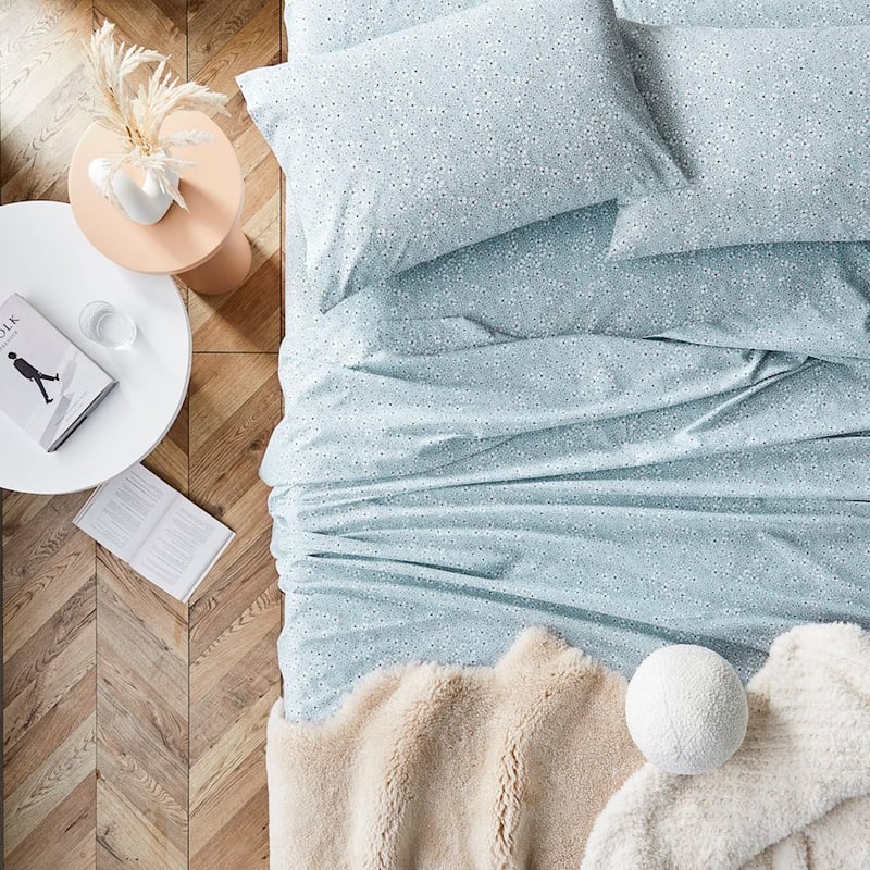 Printed Floral Mist Silver Blue Sheet Set