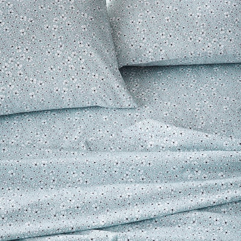 Printed Floral Mist Silver Blue Sheet Set
