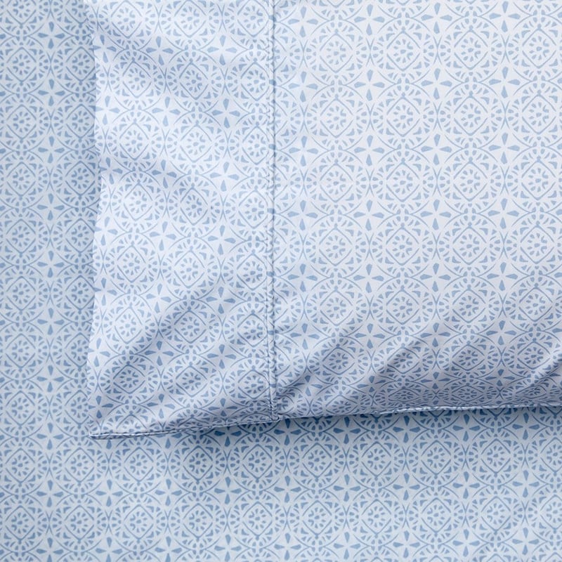 Fresh Dusty Blue Tile Fitted Sheet Separates 