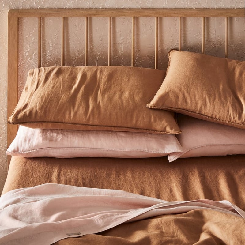 Vintage Washed Linen Nude Pink Sheet Set