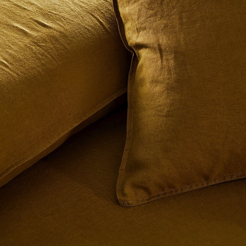 Vintage Washed Linen Olive Oil Sheet Separates